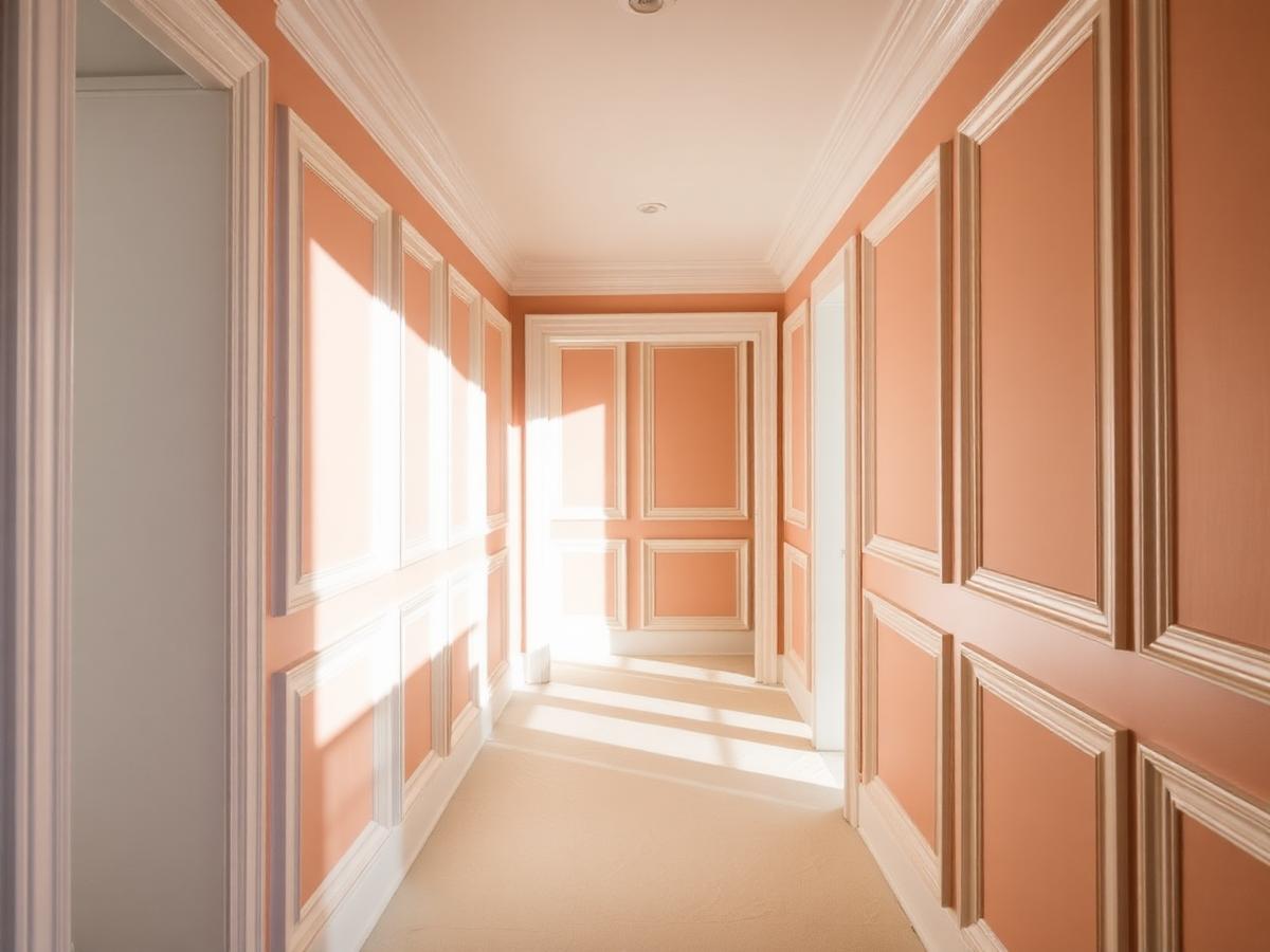 Freshly decorated hallway with panelled walls in Richmond